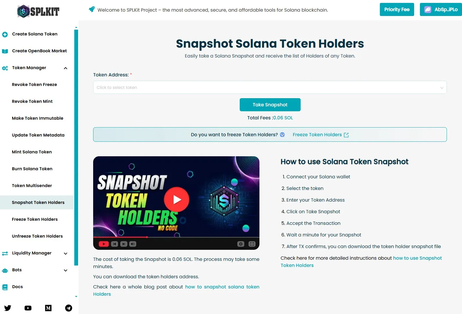 snapshot token holders