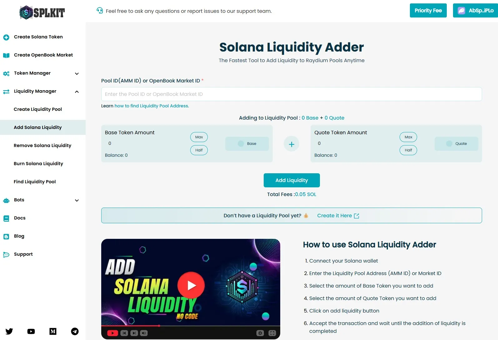 solana liquidity adder