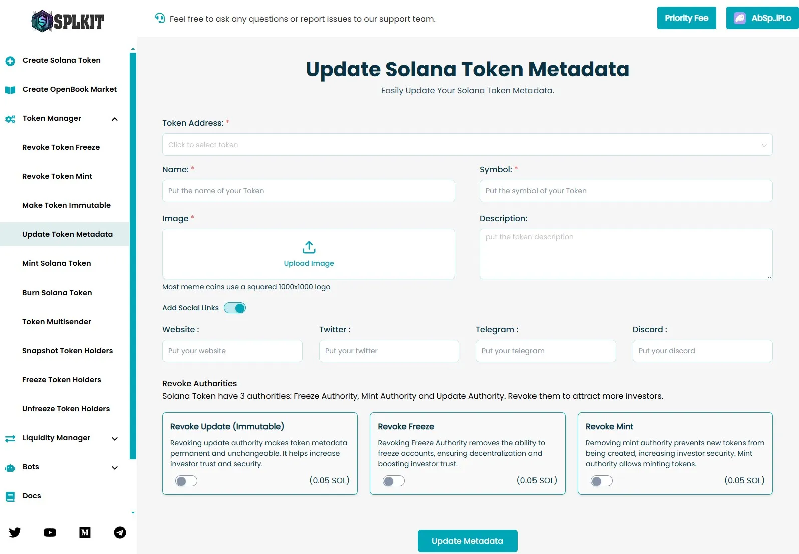 update token metadata
